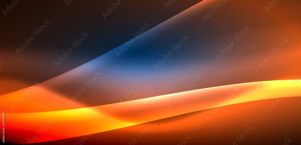Dynamic waves in ethereal glow of neon lights. Concept merges fluidity of motion with vibrant allure of neon, crafting entrancing backdrop that embodies both vitality and futuristic sophistication