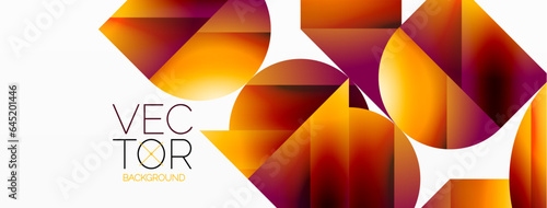 Serene gradient template. Circles and triangles mingle in minimalist perfection. Gentle fusion of forms and hues creates balanced yet captivating backdrop, embodying modern sophistication
