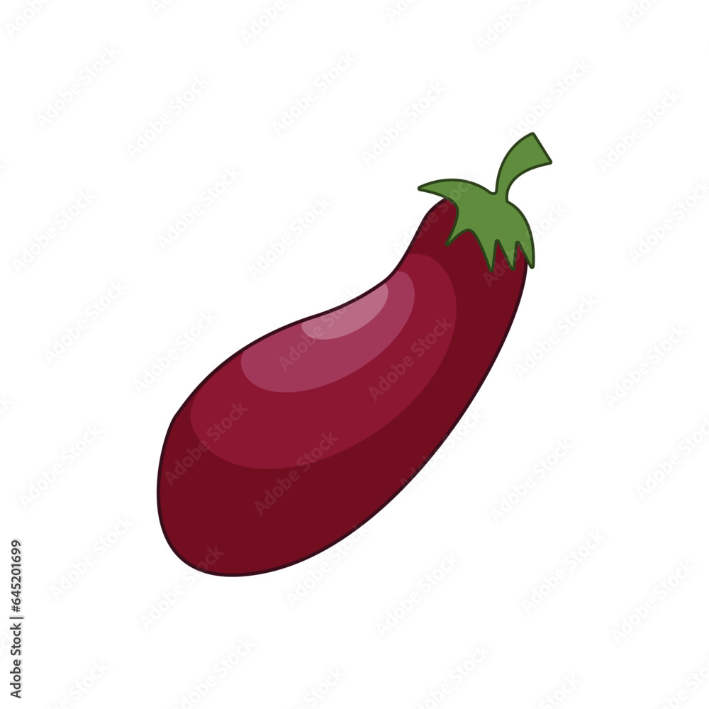 Eggplant. Ripe purple eggplant. Vegetable garden. Vegetarian organic product. Vector illustration isolated on a white background Eggplant. Ripe purple eggplant. Vegetable garden. Vegetarian organic product. Vector illustration isolated on a white background