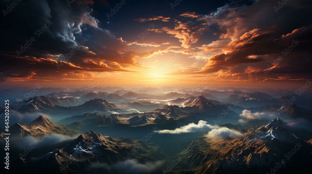 Top view of beautiful clouds and earth at sunset Top view of beautiful clouds and earth at sunset