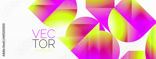 Serene gradient template. Circles and triangles mingle in minimalist perfection. Gentle fusion of forms and hues creates balanced yet captivating backdrop, embodying modern sophistication