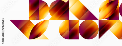 Serene gradient template. Circles and triangles mingle in minimalist perfection. Gentle fusion of forms and hues creates balanced yet captivating backdrop, embodying modern sophistication