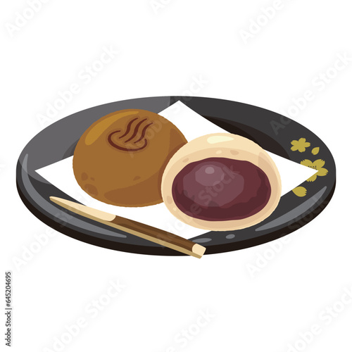 温泉まんじゅう　こしあん　黒皿　断面