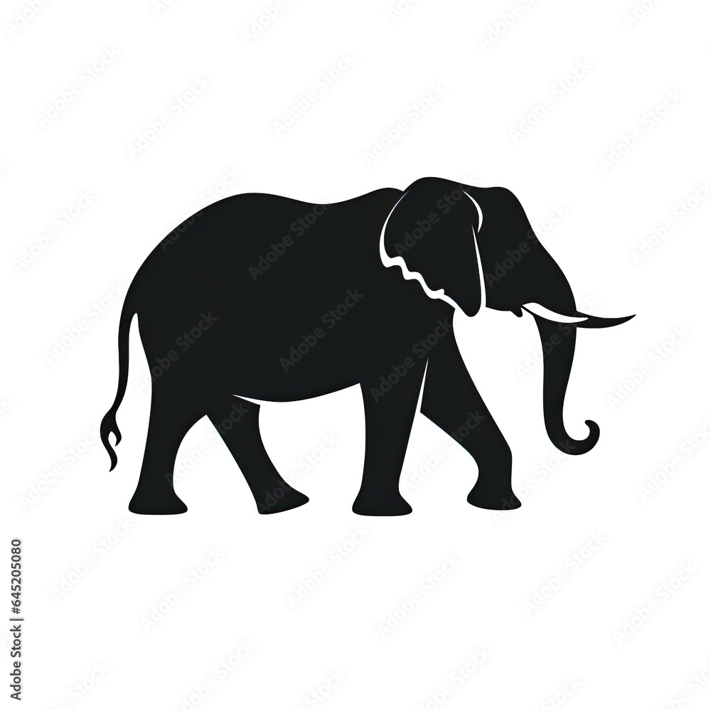 black silhouette of an elephant - isolated on white background (Generative AI) black silhouette of an elephant - isolated on white background (Generative AI)