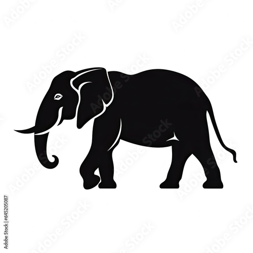 black silhouette of an elephant - isolated on white background (Generative AI) © Salander Studio