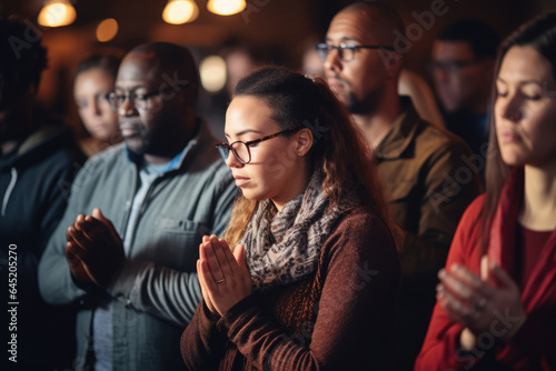 Silent Prayer During a Community Festival - Prayer Hands - Faith and Devotion - AI Generated