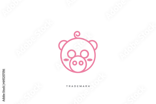 Cute Hog Pig Animals Vector Logo