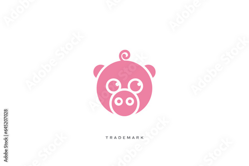 Cute Hog Pig Animals Vector Logo