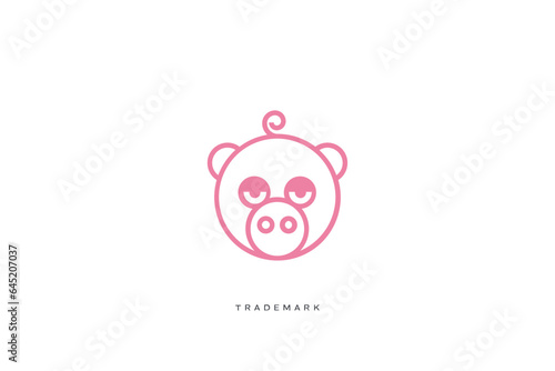 Cute Hog Pig Animals Vector Logo