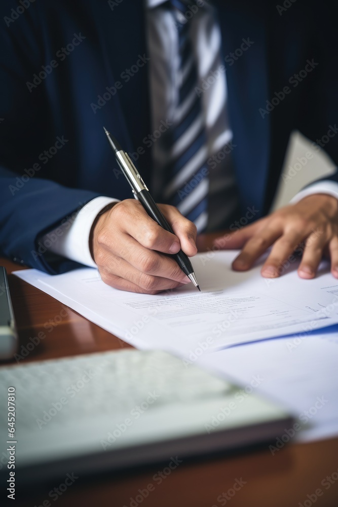 Businessman works with papers. Businessman works with papers.
