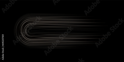 Vector half circle lines flowing dynamic pattern black grey gradient isolated on black background in concept speed, technology, digital, modern