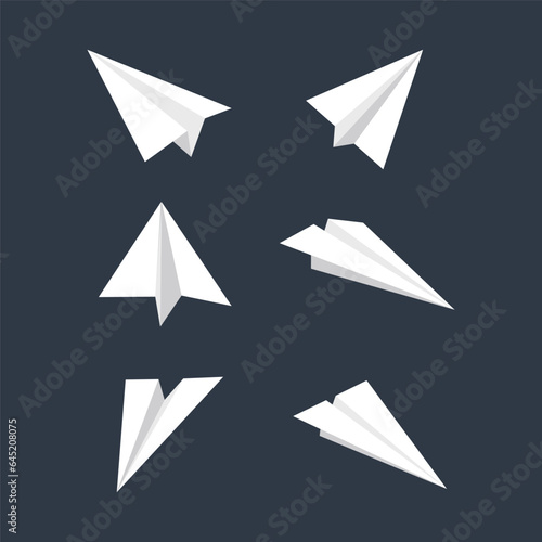 paper plane vector set in flat style isolated from background. Collection of origami airplanes. Vector illustration