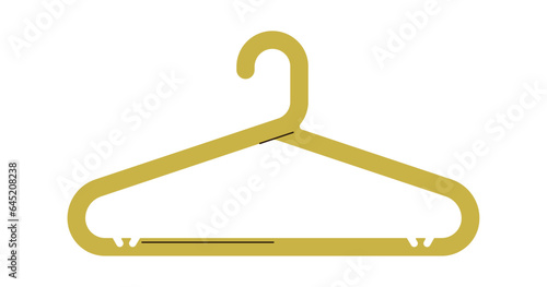 Plastic clothes hanger and empty accessory with hook for garment hanging, wardrobe, closet item, apparel storage, cloakroom object isolated on white background flat vector illustration.