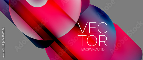 Dynamic bright colorful geometric elements with fluid gradients, lights, shadows blend in a minimal backdrop, creating captivating composition