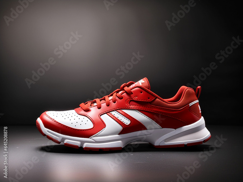 red and white shoes on black and white background