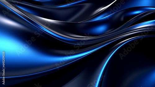 Wavy smooth blue chrome surface, shiny dynamic metalic wave, futuristic and creativity concept 3d illustration, modern abstract background.