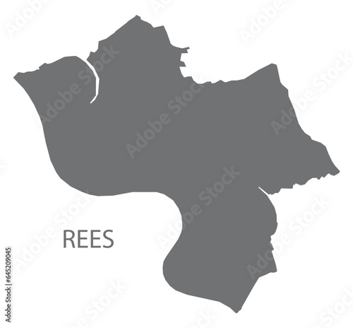 Rees German city map grey illustration silhouette shape