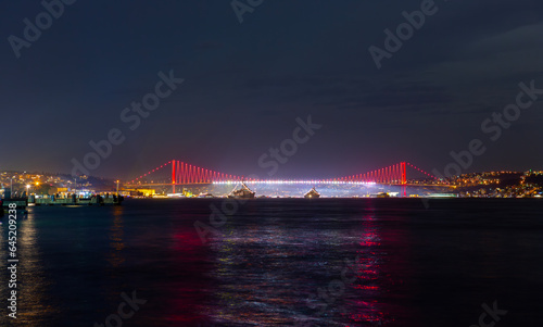 Istanbul Bridge with Fireworks, Istanbul Bosphorus, Turkey © kenan