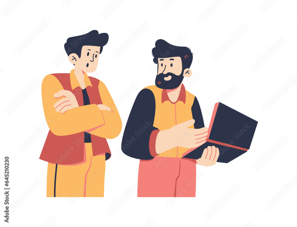 office colleagues meeting scene flat style illustration office colleagues meeting scene flat style illustration