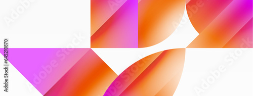Serene gradient template. Circles and triangles mingle in minimalist perfection. Gentle fusion of forms and hues creates balanced yet captivating backdrop, embodying modern sophistication
