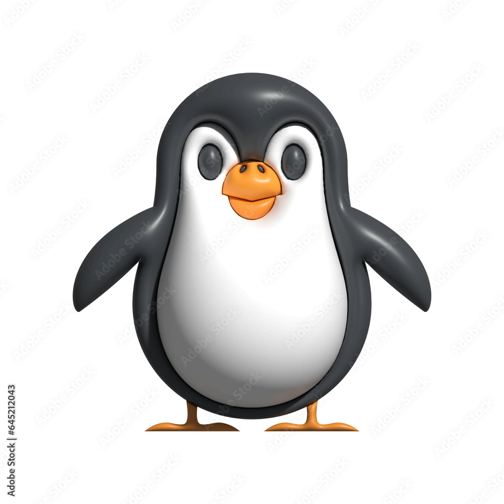 Fototapeta premium 3d penguin cartoon. PNG transparent penguin cartoon