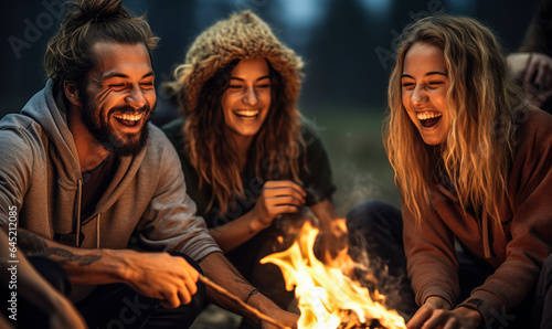 Wilderness Whimsy: Millennials Sharing Laughs by the Campfire