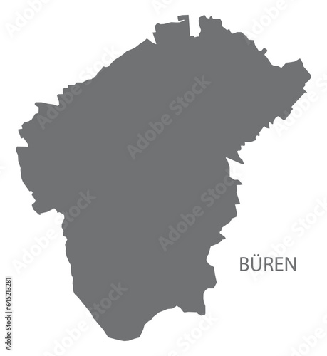 Büren German city map grey illustration silhouette shape