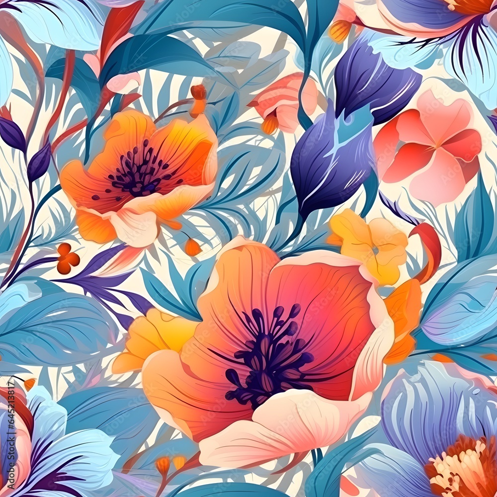 Colorful flowers bouquet seamless pattern background. Colorful flowers bouquet seamless pattern background.