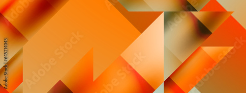 Vivid abstraction unfolds. Triangles in seamless harmony, composing dynamic geometric backdrop. Interplay of angles and hues forms captivating tapestry, evoking modernity and artistic allure