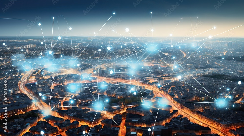 Fototapeta premium GPS mapping plays a pivotal role in urban planning and development by accurately charting the city's landscape, navigator, map, path, compass, route, satellite. Generated by AI.
