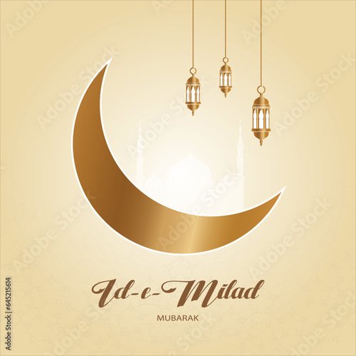 vector milad un nabi golden wishes card design

