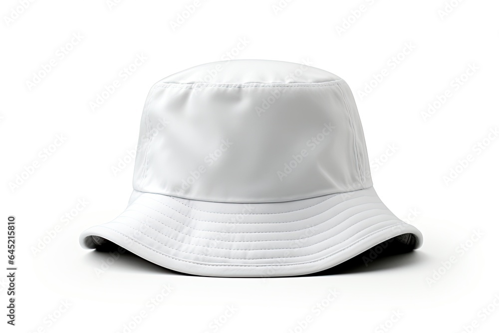 White bucket hat isolated on white background White bucket hat isolated on white background