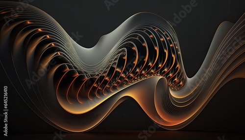 a black and gold abstract design on a black background, an abstract sculpture, generative art, iPhone 15 background, very detailed curve, vertical composition, magnetic waves