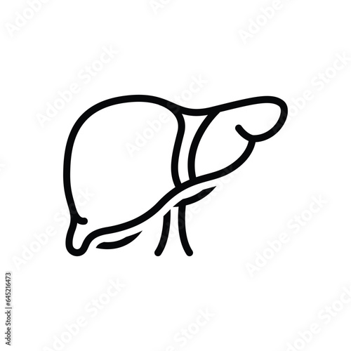 Black line icon for liver 