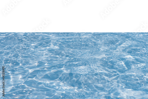 Blue water with ripples on the surface. Defocus blurred transparent blue colored clear calm water surface  with splashes and bubbles. Water waves with shining pattern  background.