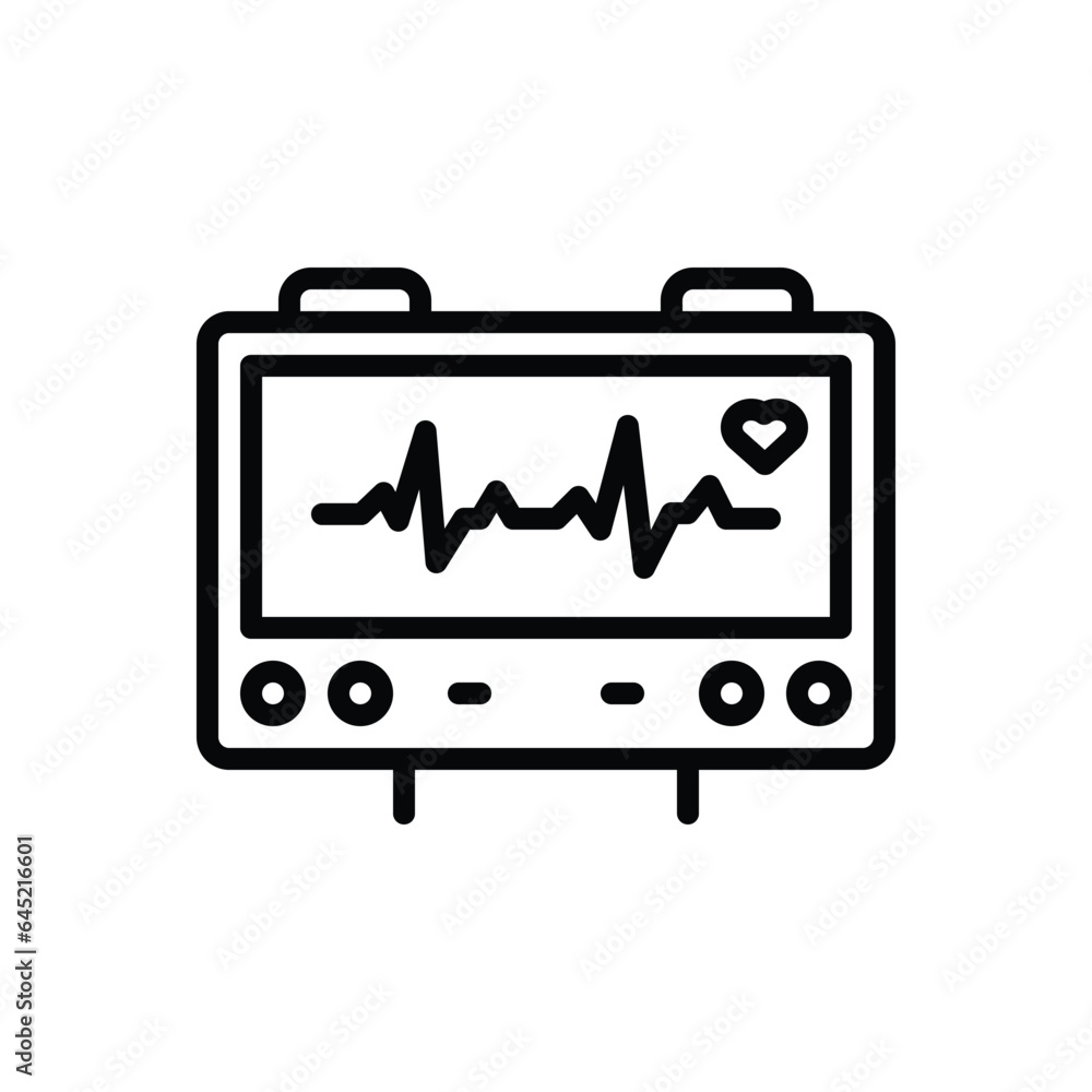 Black line icon for atrial fibrillation 