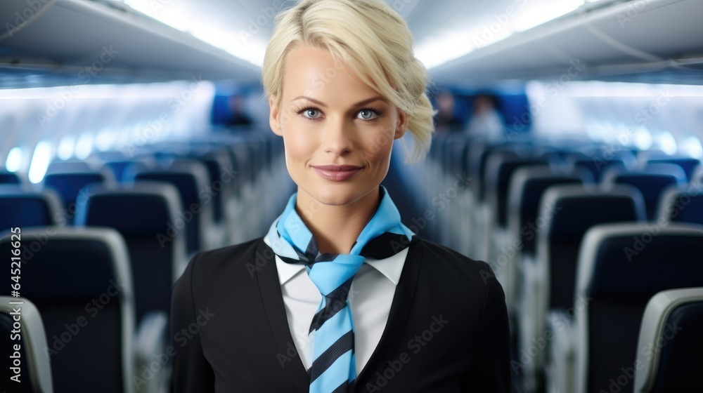 Flight attendant at the Airplane. Flight attendant at the Airplane.
