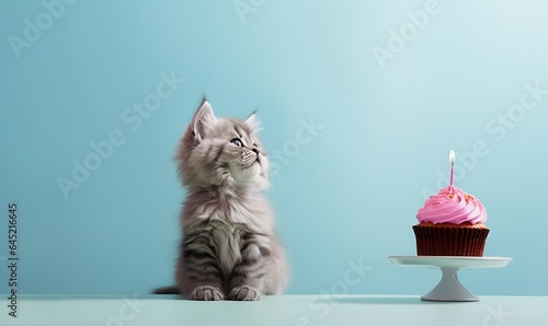 cat with cupcake photo