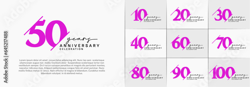 set of anniversary logo with purple and black color can be use for celebration