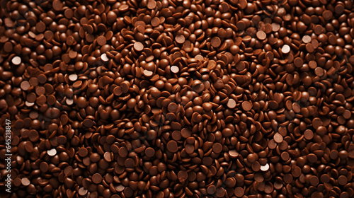 Chocolate sprinkles background. Sweet cocoa flakes. Generative AI