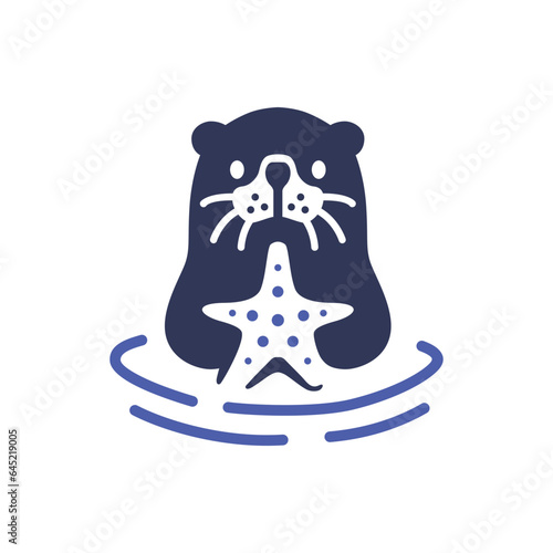 sea otter star fish logo vector icon mascot illustration