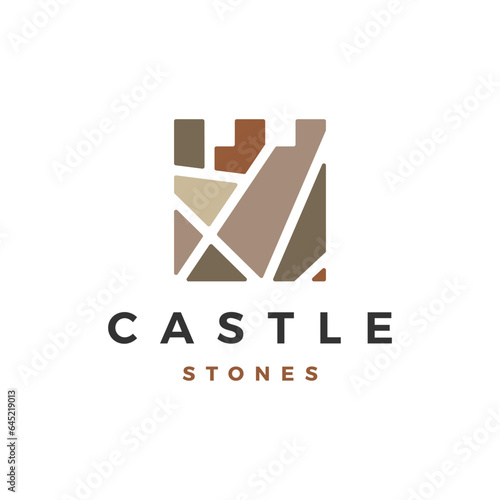 Stone Castle Stronghold Fortress Logo Vector Icon Illustration