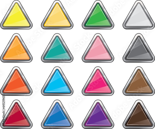 Multi colored triangle button symbol