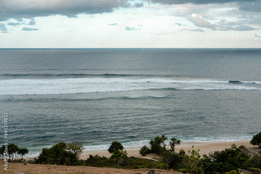 incredible views across the coastline at the top of Bukit Merese Hill, Merese Hill is a location to see the sunrise and sunset in Lombok, coast of the sea, beach and sea, view of the, kuta mandalika