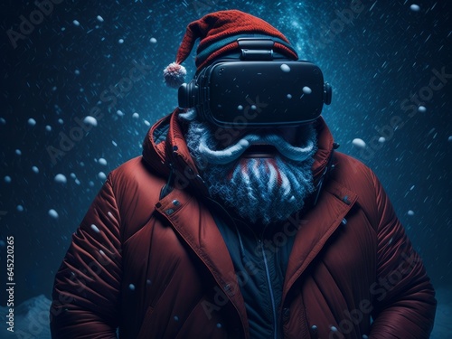 Santa Claus wearing virtual reality