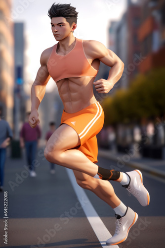Sporty 3D Character Running