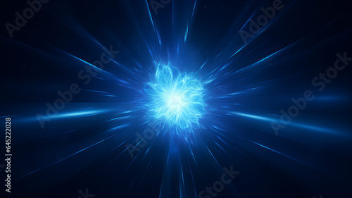light explosion with blue dust