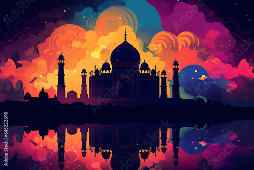 Abstract Taj Mahal India illustration art background