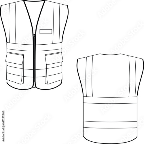Reflective Vest Design Vector. Black and white t shirt template