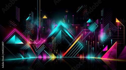 The Radiant Symphony: Captivating Designs and Vibrant Colors in Glowing Wave Patterns, Energizing Art with Bright Motion and Technology, generative AI